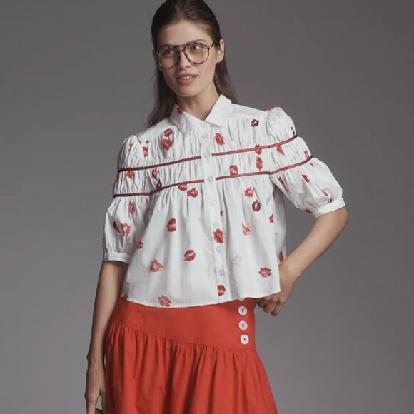 The Leandra Shirred Yoke Blouse by Maeve - Picture 1 of 5
